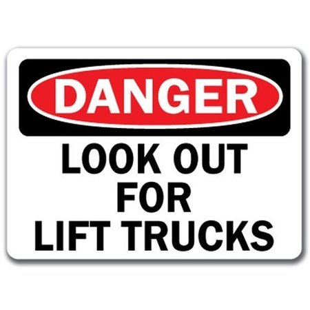 SIGNMISSION Danger Sign-Look Out For Lift Trucks-10in x 14in OSHA Safety Sign, 10" L, 14" H, DS-Lift Trucks DS-Lift Trucks